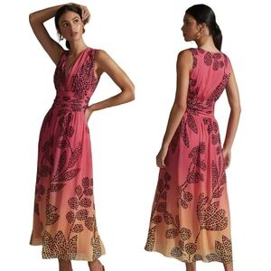 Verb by Pallavi Singhee Anthropologie Pink Ombre Polka Dot Maxi Dress XXS NEW